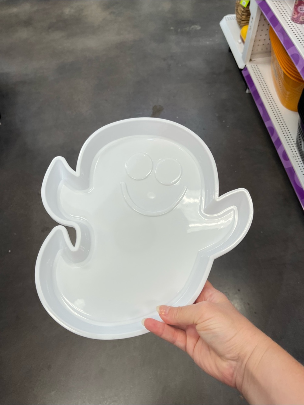 Halloween White Ghost-Shaped Serving Tray and black plastic  tray